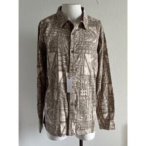 Te Aito Tahiti Aloha Shirt Men’s Large Hawaiian Button Up Cotton NWT Tribal
